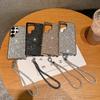 Luxury Diamond Bling Leather Phone Case For Samsung S25 Ultra S24 Plus S23 S22 S21 S25U Bling Glitter Protection Cover Strap