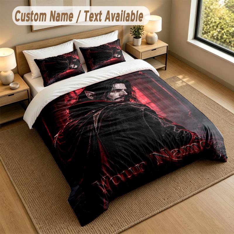 3Pcs Bedding Set Custom Name Text, 1 Sheet 2 Pillowcases Home Bed DecorDracula