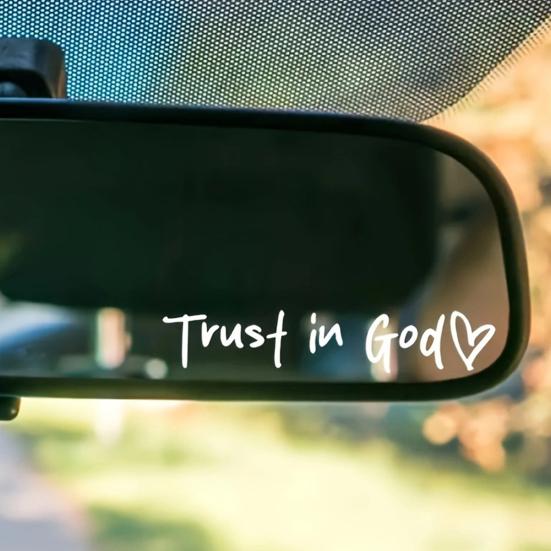 2/4/6/8Pcs Trust in God Rearview Mirror Stickers Strong Stickiness Waterproof Self Adhesive Car Decals Automotive Exterior Decals
