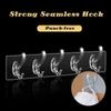 3/5/6 Row Transparent Towel Holder Seamless Coat Hanger Door Hook Wall Hooks Storage Rack