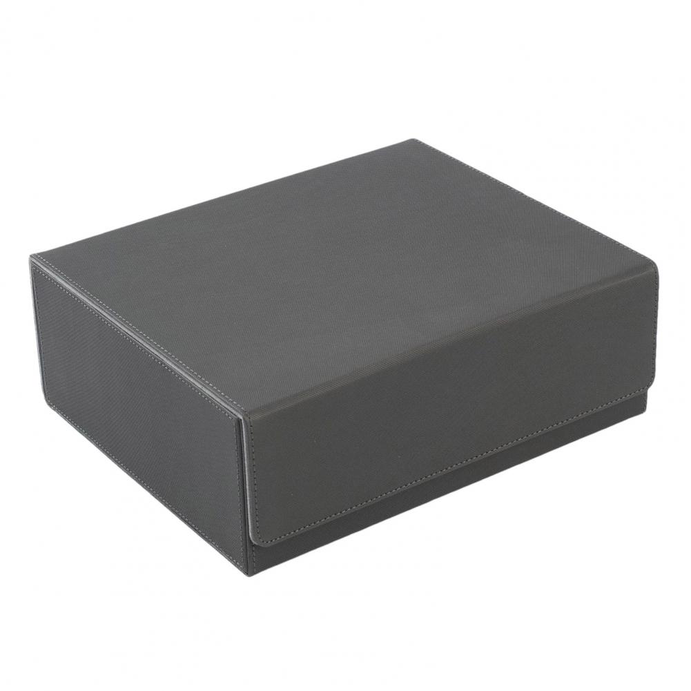 Card Storage Box Faux Leather Magnetic Closure 3-Row Trading Card Organizer Compartments Drawer With Card Dividers Dice Tray