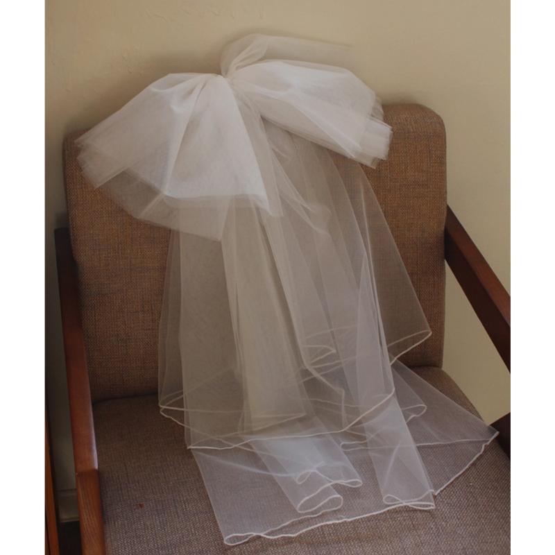 Bridal Veil Bride Mantilla Oversized Bowknot Double Layer Veil Elaborate Hair Accessory for Parties Proms Masquerade