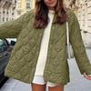 Jachetă puffer matlasată ușoară pentru femei, de iarnă, casual, outerwear, cu mânecă lungă, nasturi, căptușită, cu buzunare