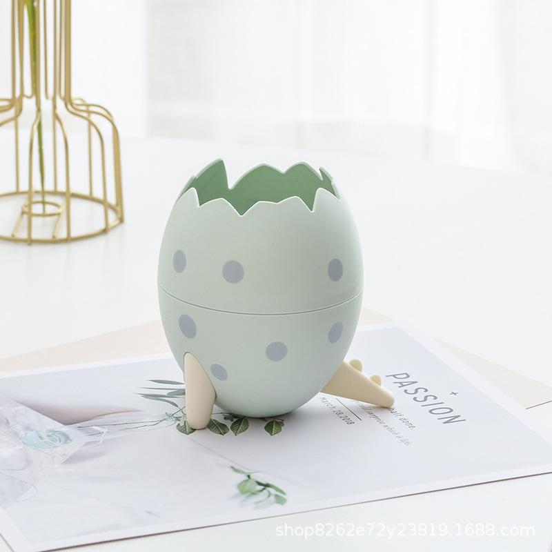 

1pc Cartoon Dinosaur Egg Office Pen Bucket Desktop Ornament Stationery Storage Box Makeup Brush зелёный