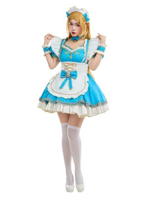 Beautiful Costume Cosplay Princess Style Anime Game Maid Uniform Dress Skirt Short Sleeve Sexy Cute Costume Set Fancy Dress Transformation Disguise