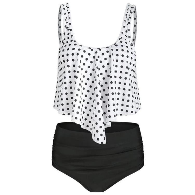 

Комплект танкини с цветочным принтом, женский купальник с высокой талией и оборками, летние купальные костюмы 3XL