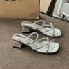 Beautiful with skirt silver sandals women's new summer bow cool slippers thick high heels