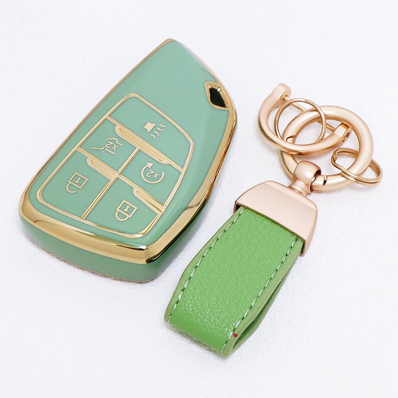 For GMC Yukon Gold Edge TPU Shell for Buick ENVISION S Plus Avenir for Chevrolet Tahoe Suburban Car Key Case Fob Cover