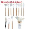 Silicone Kitchen Utensil Set With Wooden Handles For Nonstick Cookware And Heat Resistance