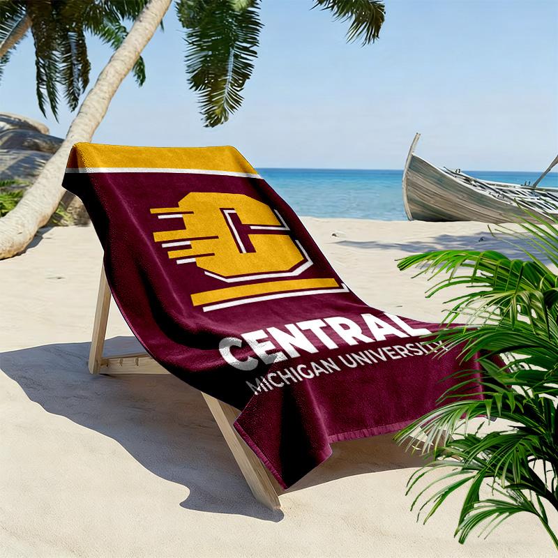 Central Michigan Chippewas Print Beach Towel, Large Soft Quick Dry Towel for Beach Camping Swimming