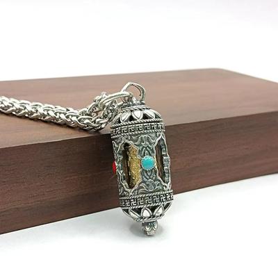 Style Ethnique Rétro Mantra à Six Caractères Boîte Gawu Pendentif Amovible Pendentif