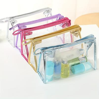 5Pcs Waterproof Transparent Storage Bag, Different Color Large Capacity Cosmetic Bag,Travel Tour Portable Toiletries Storage Bag,PVC Handheld