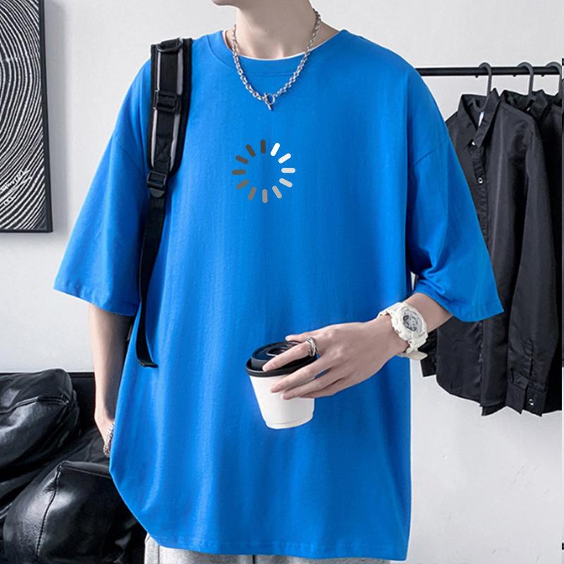 Summer Men's Oversized Drop Shoulder T-Shirt 100% Cotton Streetwear Tee