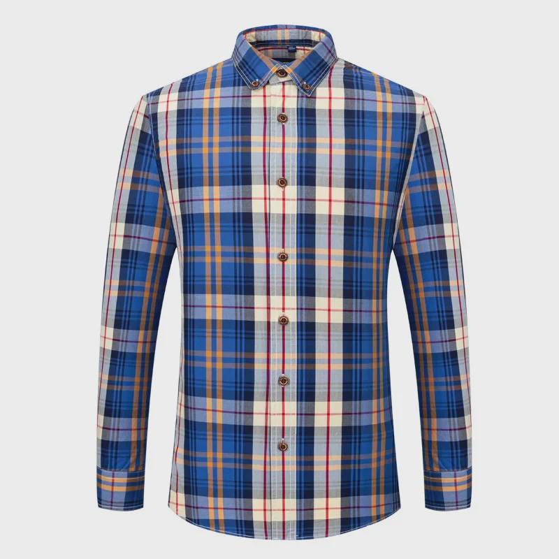 Men's Slim Fit Non-Iron Plaid Cotton Shirt - Long Sleeve, Spring Casual Style