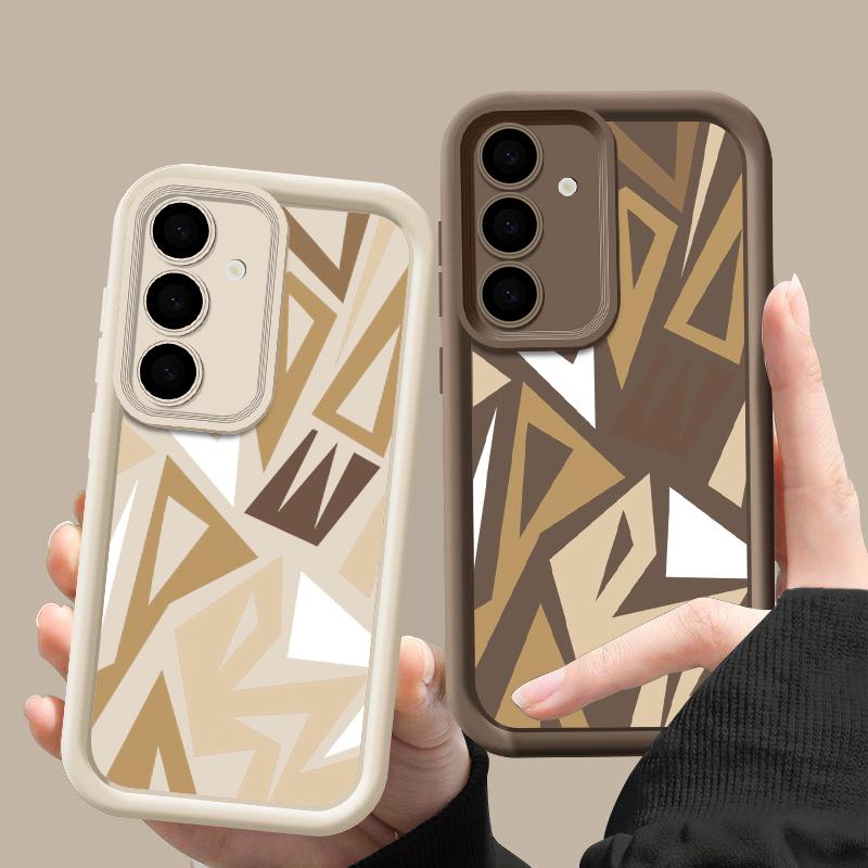 Geometrický Vzor Nárazuvzdorné TPU Pouzdro Pro Samsung S25 Ultra S24 FE S23 A56 A36 A16 A15 A55 A35 Matná Ochrana Objektivu Měkký Silikonový Kryt na Telefon
