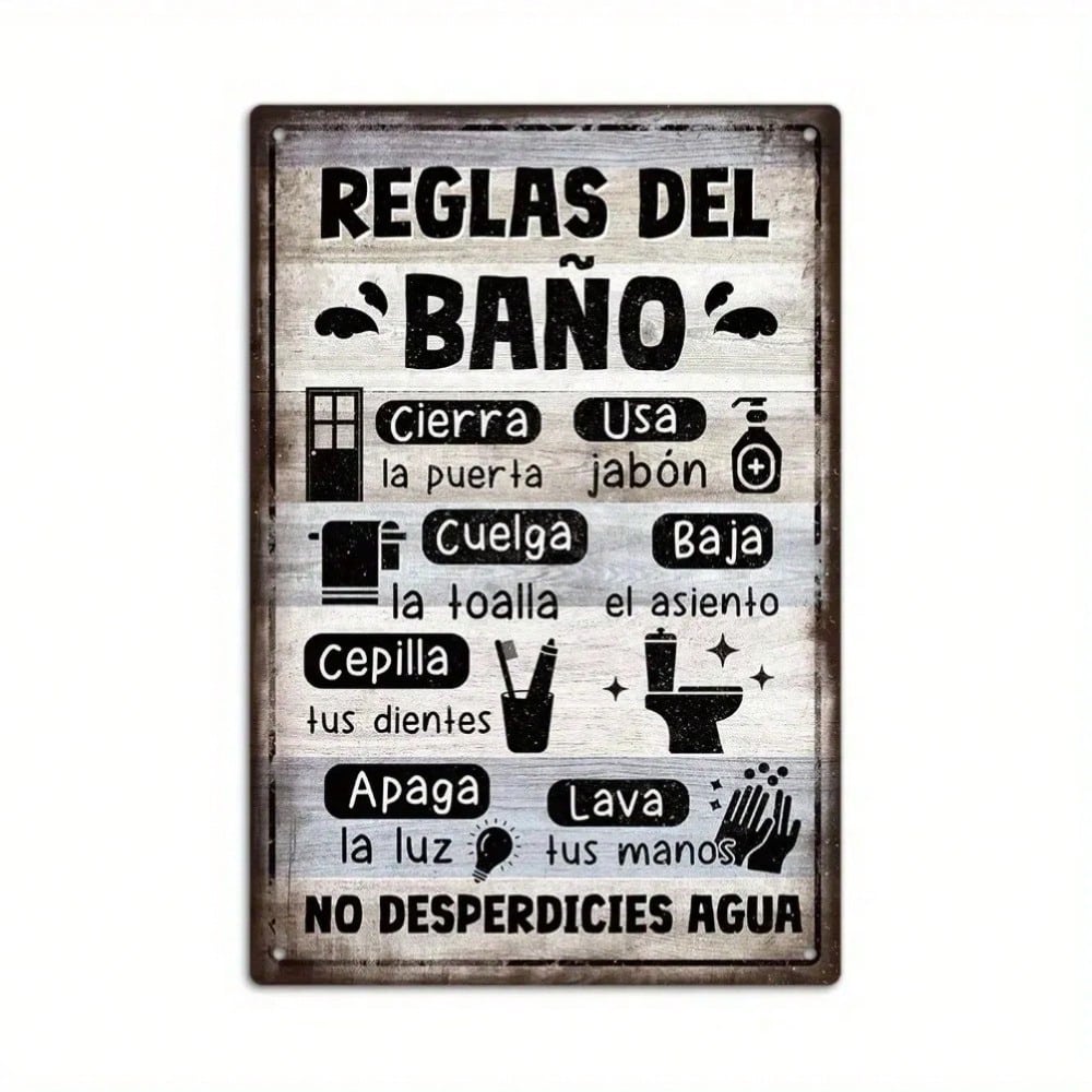 

Vintage Bathroom Rules Tin Sign Retro Wall Art Home Decor Rustic Pub Kitchen Housewarming Gift 8x12 Inches різнокольоровий