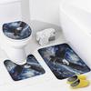 Balkabağı Kartalı Duş Perdesi Setleri Halılarla 4 Parça, Banyo Tuvalet Banyo Paspası için Dekor, 3D Baskı, Mavi Soyut Yabani Hayvan Vatansever Kuş Polyester