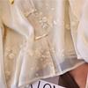 Women's Spring Chiffon Shirt: Chinese Style Tassel, Frog Button, Jacquard Embroidery, Stand Collar