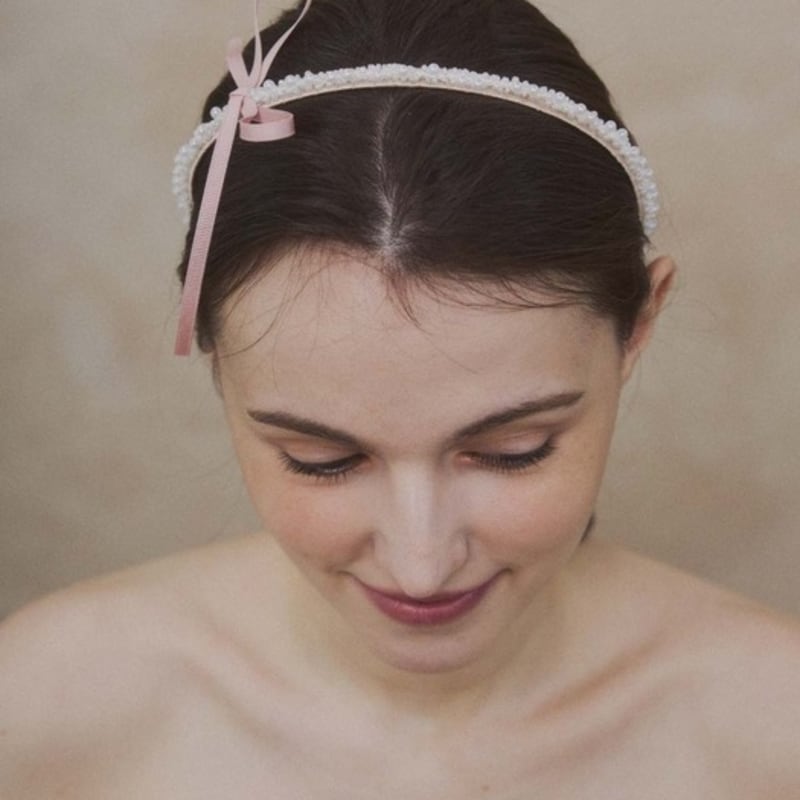 

Лента-ободок для волос из бисера хиши - белый white