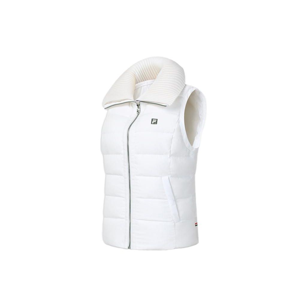

FILA Golf Series Solid Color Zip Collar Sleeveless Down Vest Women vest Jade-White A11W345906F-WT S