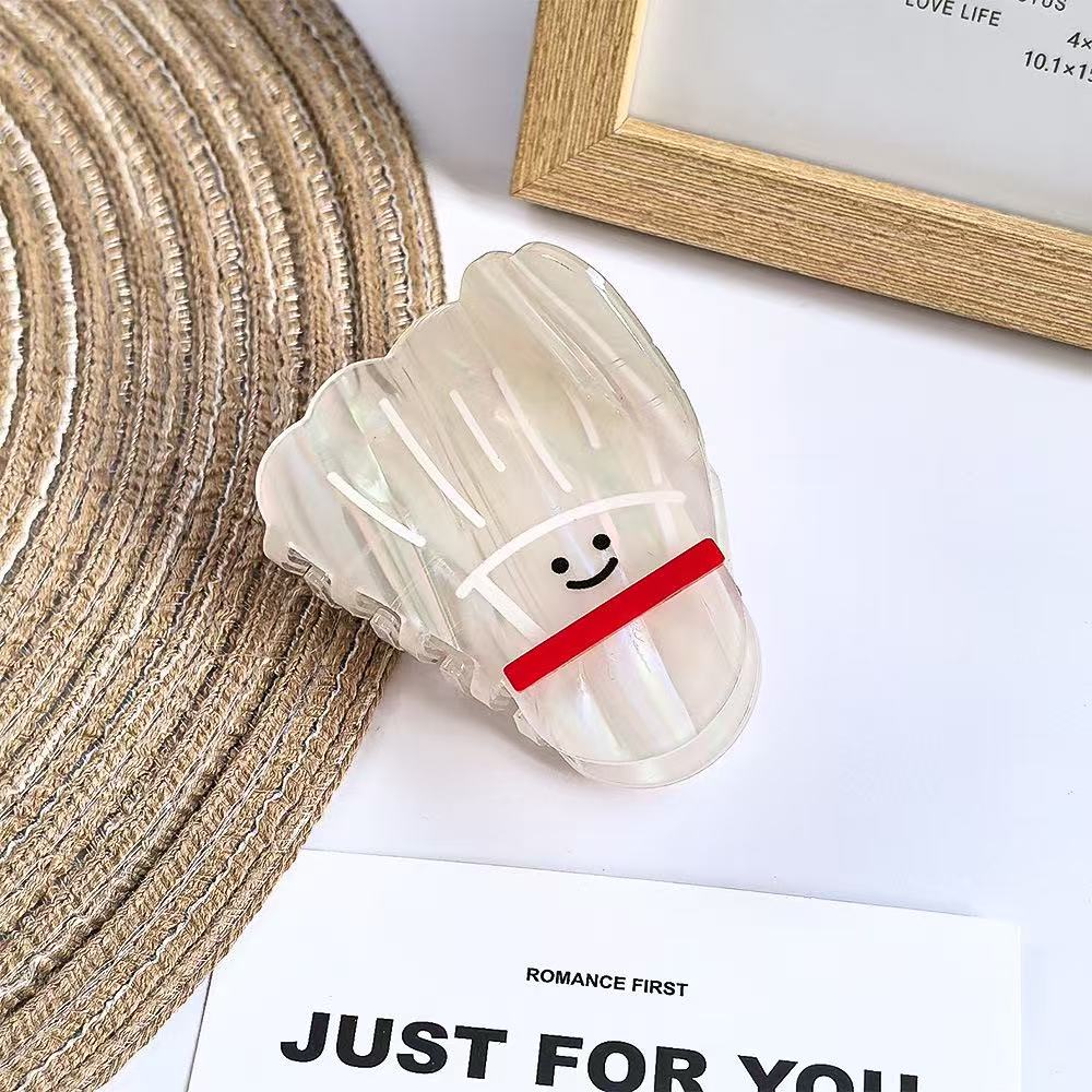 

1 шт. спортивная красная ракетка для настольного тенниса со смайликом, красочный зажим для бадминтона, новая клипса-акула, милая и милая мультяшная заколка для волос для девочки