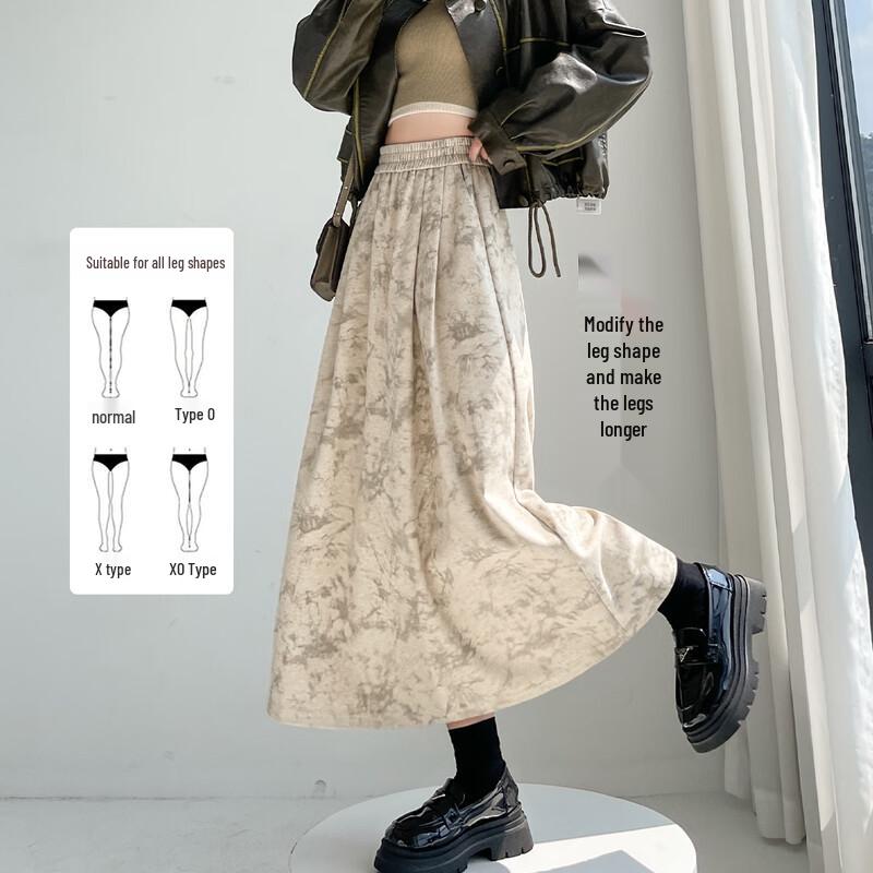 Handu Yishe 2025 Spring/Autumn Retro Ink Wash A-line Skirt