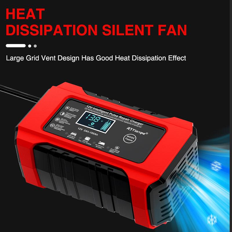 NEW 12V/6A Intelligent Pulse Repair Battery Charger Regulate Car Battery Charger LCD Display For Motorcycle SUV Battery