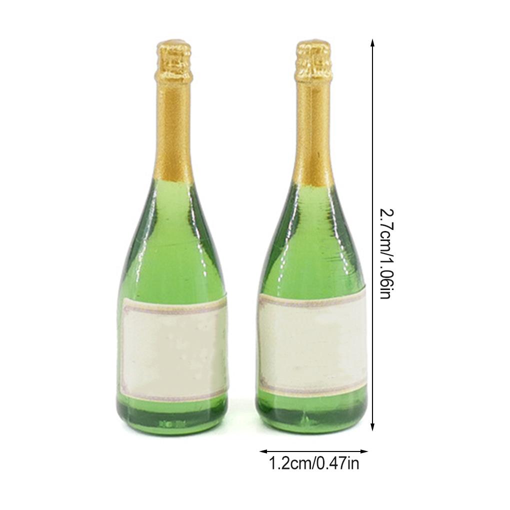 2 Pieces Toy House Champagne Bottle Miniature Handcrafted Simulated Drinks Realistic Accessory Bottles Model Dinning