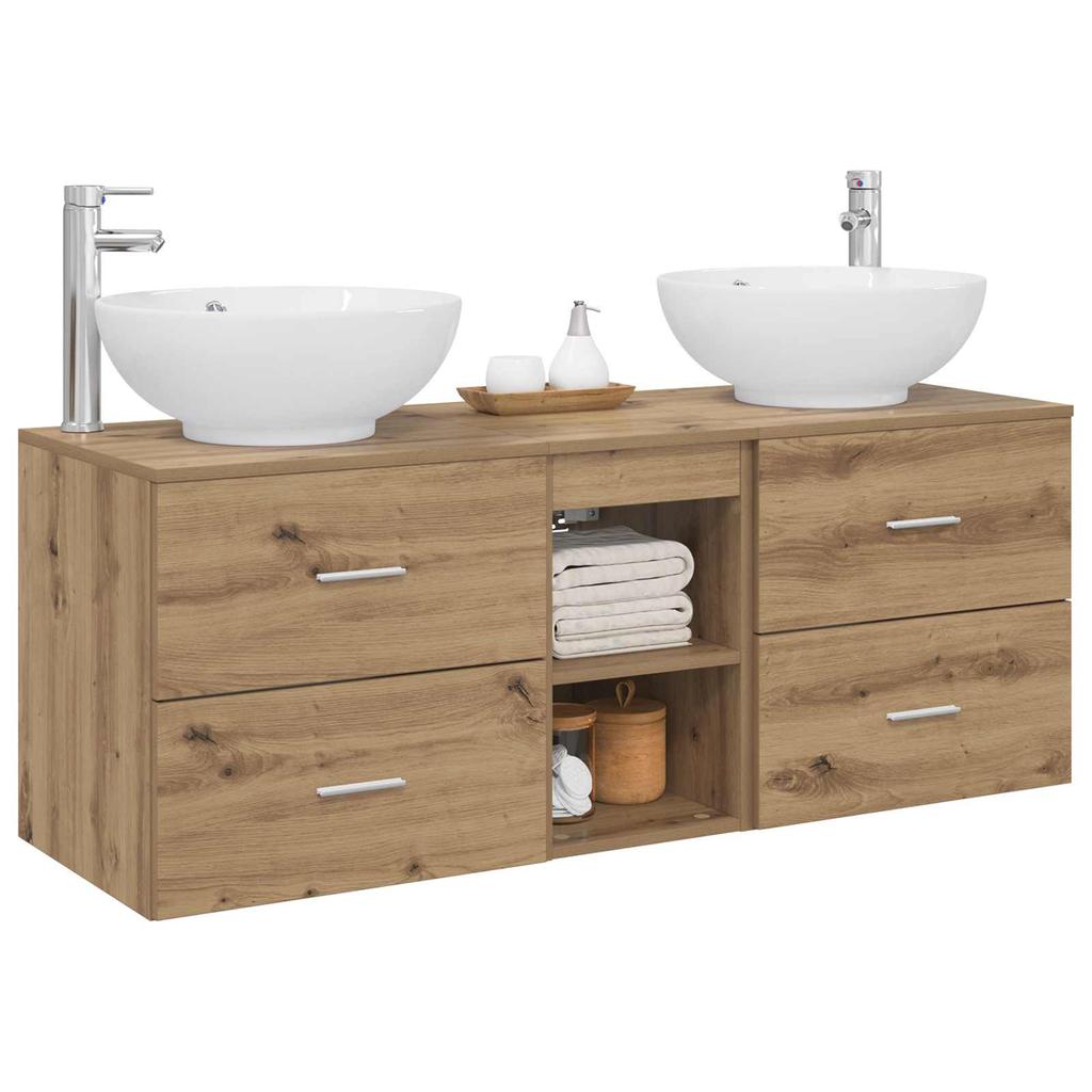 Bathroom Furniture Set 3 pcs Artisan Oak 129 x 44.5 x 80 cm