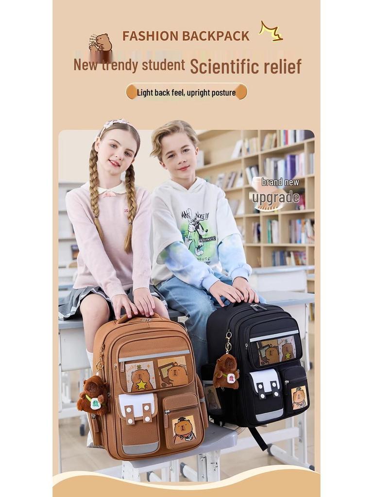Capybara Decompression Backpack for Elementary Students Grades 1-6 - Lightweight, Large Capacity for Boys and Girls