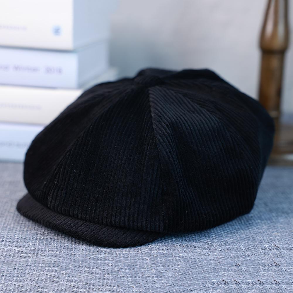 Übergröße 60cm Cord Oktagonale Kappe Herren Trendige Marke Britische Newsboy-Kappe Herren und Damen Vintage All-Match Baskenmütze