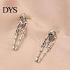 Eye Catching Punk Metal Earrings 2Pcs Skeleton for Women, Gothic Alloy Drop Earrings, Hypoallergenic Retro Dark Style Skull Dangle Halloween