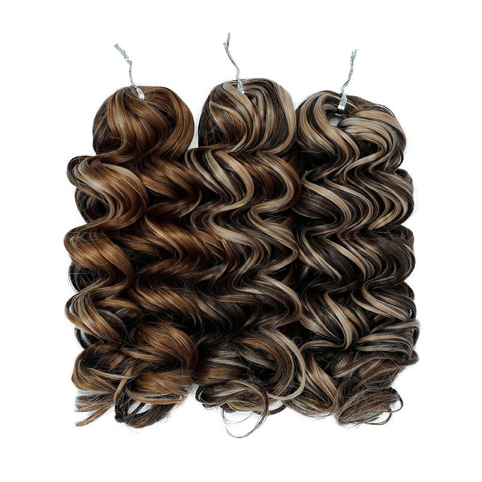 12 Inch Ombre Brown Body Wave Synthetic Braiding Hair 3 Pack Crochet Extensions For Daily Wear