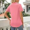 Women's Shirt Lapel V Neck Short Sleeve Shirt Formal Casual Tunic Top