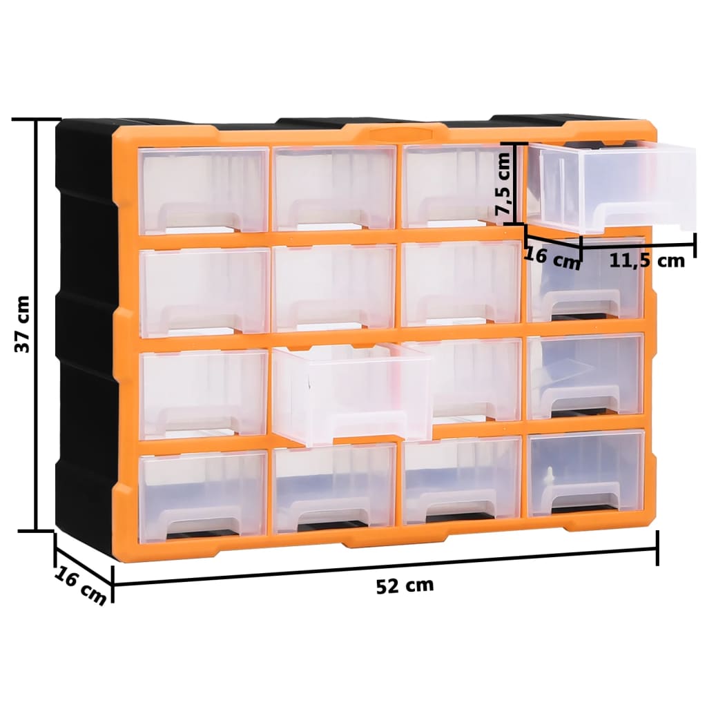 Multi Drawer Organizer 16 Drawers 52 x 16 x 37 cm