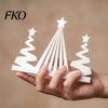 Delicate Texture Xmas Ornament 3D Printed Abstract Christmas Tree Figurine, Modern Minimalist Sculpture with Star Topper for Home, Office, Holiday