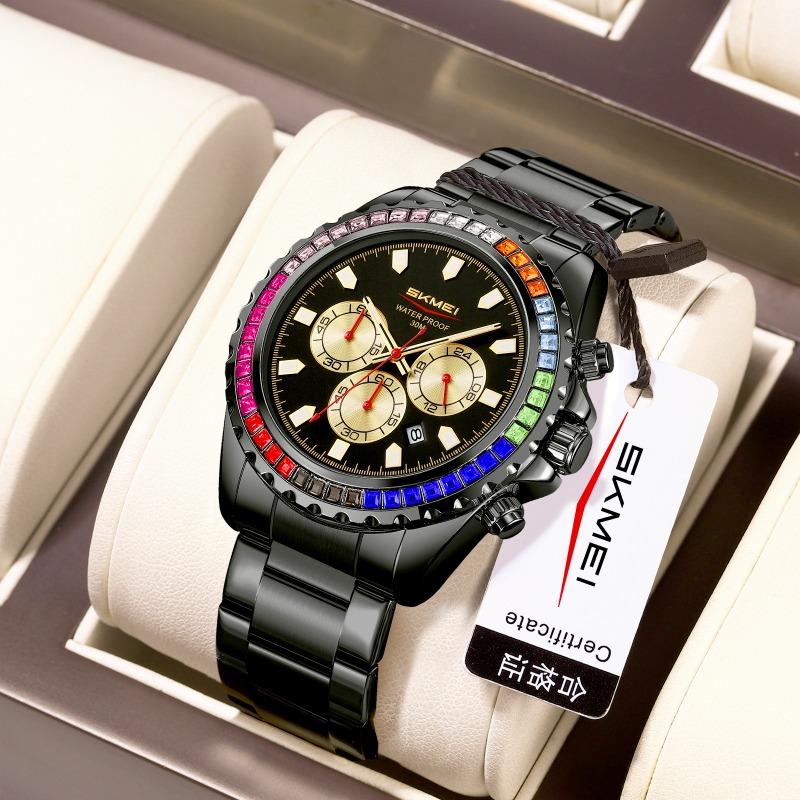 Men's quartz watch waterproof luminous fashion business diamond-encrusted high-end watch quartz men's
