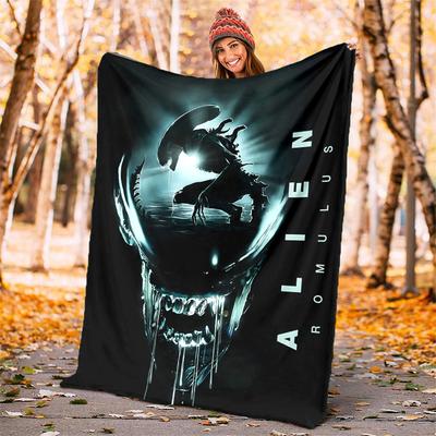 Alien Flannel Blanket Soft Warm All-Season Throw, Design for Camping, Car Travel, Hiking Sofa, Bed, Office Perfect Gift for Parties