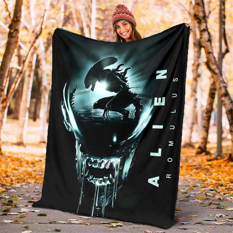 Alien Flannel Blanket Soft Warm All-Season Throw, Design for Camping, Car Travel, Hiking Sofa, Bed, Office Perfect Gift for Parties