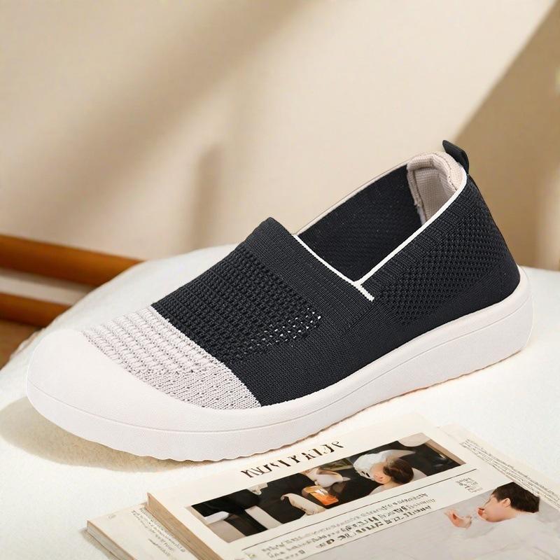 Low-top Flat Heel Non-slip Breathable Soft-soled Women's Shoes Fly-woven Mesh Lazy Shoes Foot Cover Daily Spring and Autumn Casual Shoes