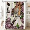 Tiger Floral Shower Curtain Wild Animal Nature Botanical Forest Bathroom Decor Vintage Artistic Home Decor Washable Waterproof
