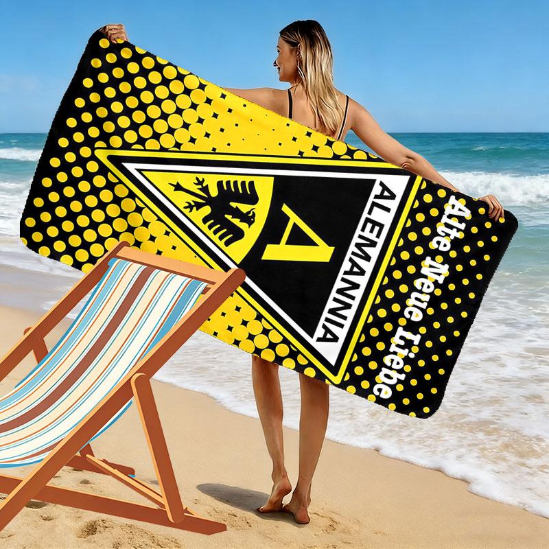 Ręcznik Plażowy z Nadrukiem Alemannia Aachen, Duży Miękki Szybkoschnący Ręcznik na Plażę Kemping Pływanie