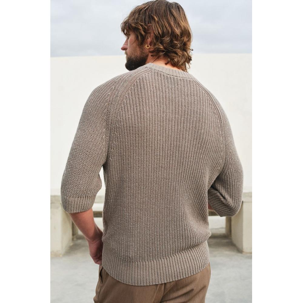 H M sHort Sleeve Sweater Regular Fit Dark Grey