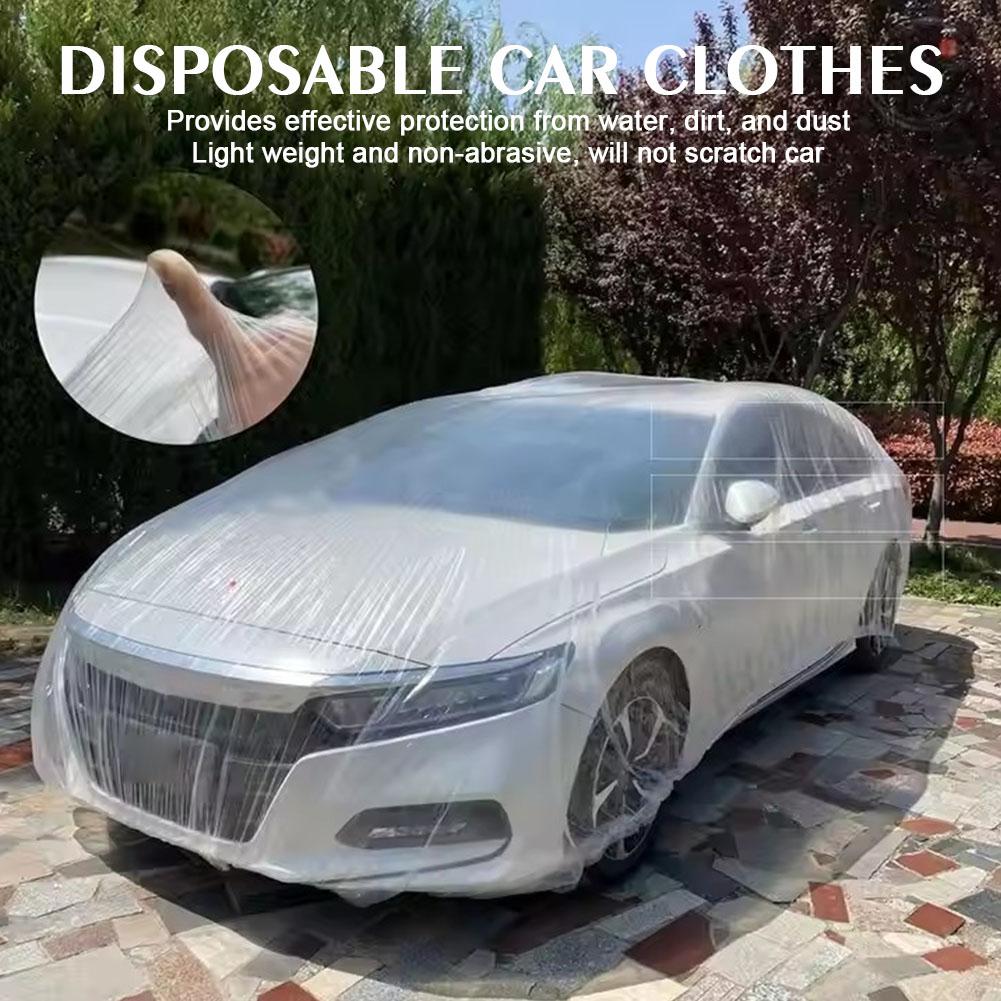 Disposable Car Clothing Cover Dustproof Rainproof Car Film Cover PE Car Full Scratch-Proof Prot X0K0
