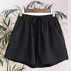 High Waist Cotton and Linen Shorts, Women's Summer Elastic Waist Loose Casual Linen Thin Hot Pants Large Size Thin Wide Legs