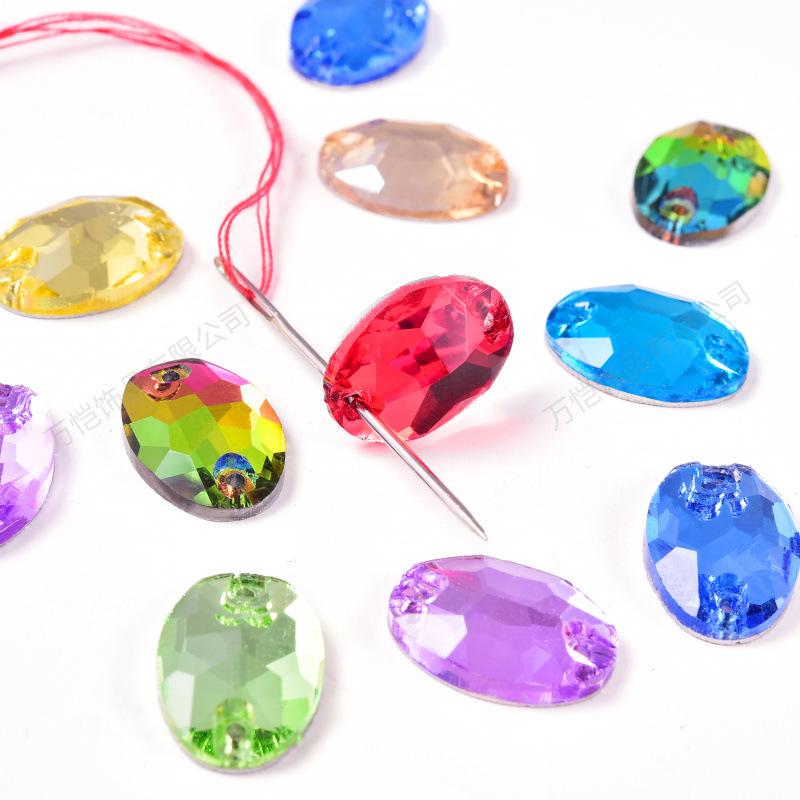 Oval Glass Hand Sewn Drill, Glass Crystal Diamond Rhinestone Diy Clothing Beauty Creative Jewelry Accessories