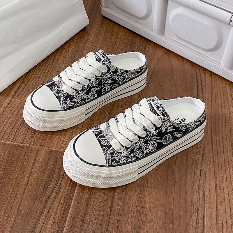 

Удобная стильная легкая женская обувь, парусиновые туфли для женщин, лето 2025 г., 100 с дышащими толстыми тапочками, повседневная женская обувь 2416 40