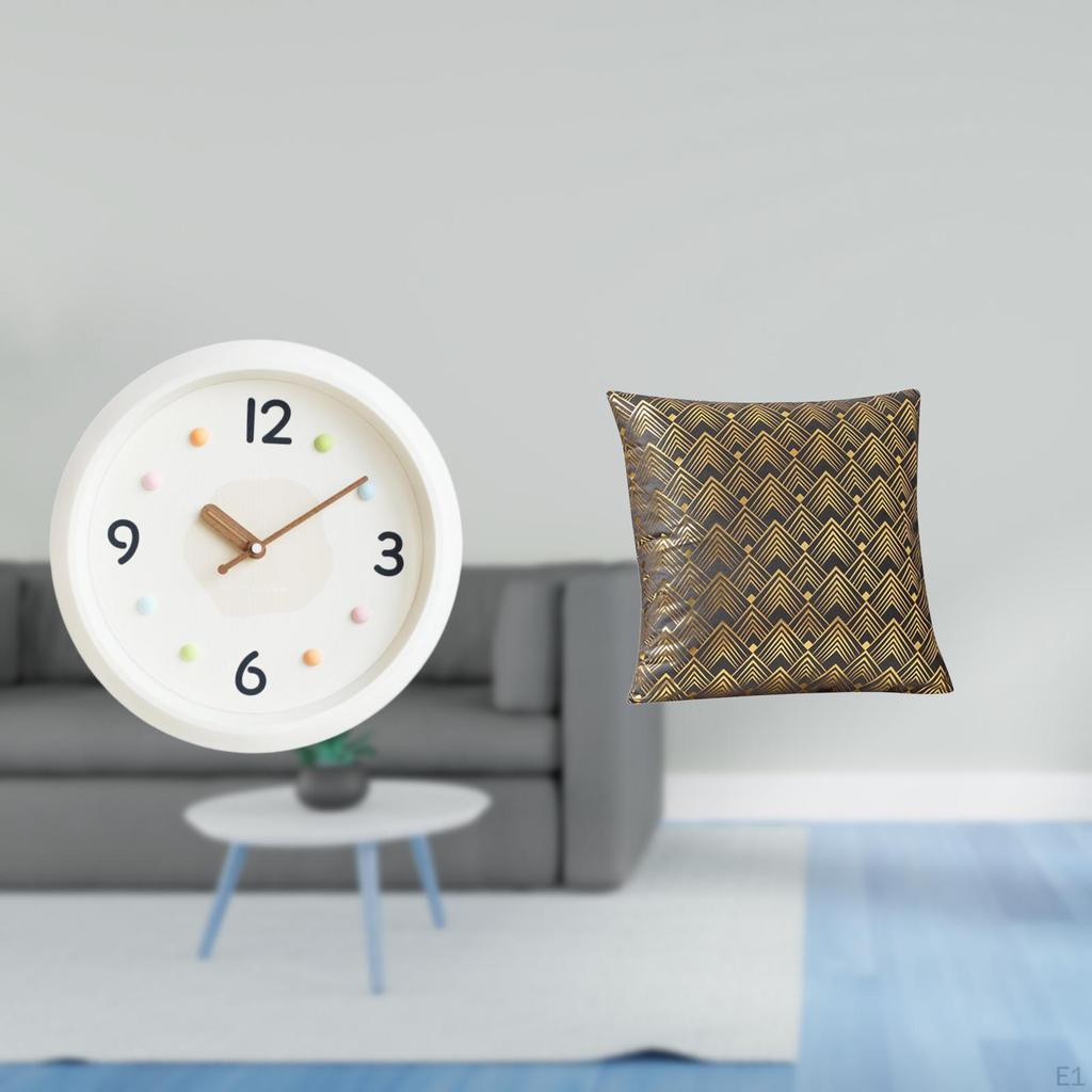 Modern Velvet Wall Clock Cushion Cover Decorative Round Quiet Numerals Pillowcase for Home Office