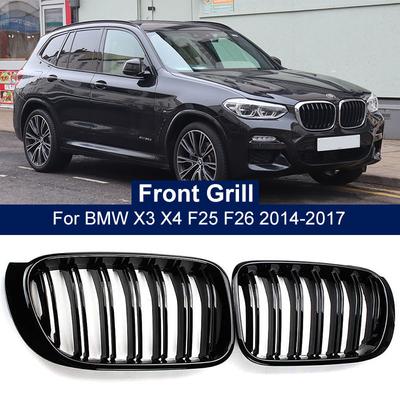 2 buc. bara de protectie fata grila grila benzi acoperire rinichi sport linie dubla sipca pentru BMW X3 X4 F25 F26 2014 2015 2016 2017