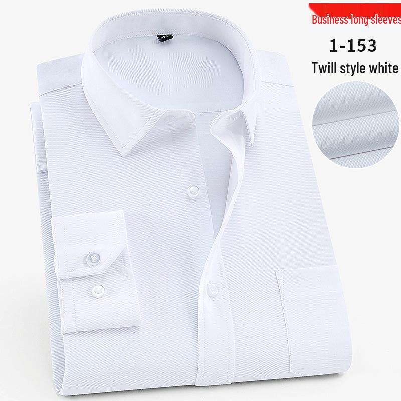 Herren Frühling Weiße Hemden - Lang-/Kurzarm, Gesticktes Logo, Professionelle Geschäftskleidung, 40% Baumwolle Einfarbig Arbeitskleidung